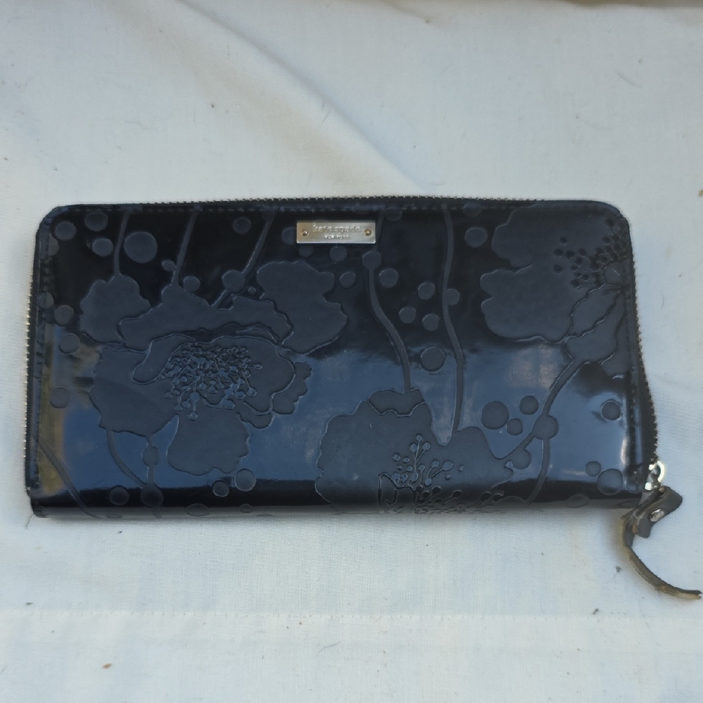Kate Spade Black Embossed Floral Wallet